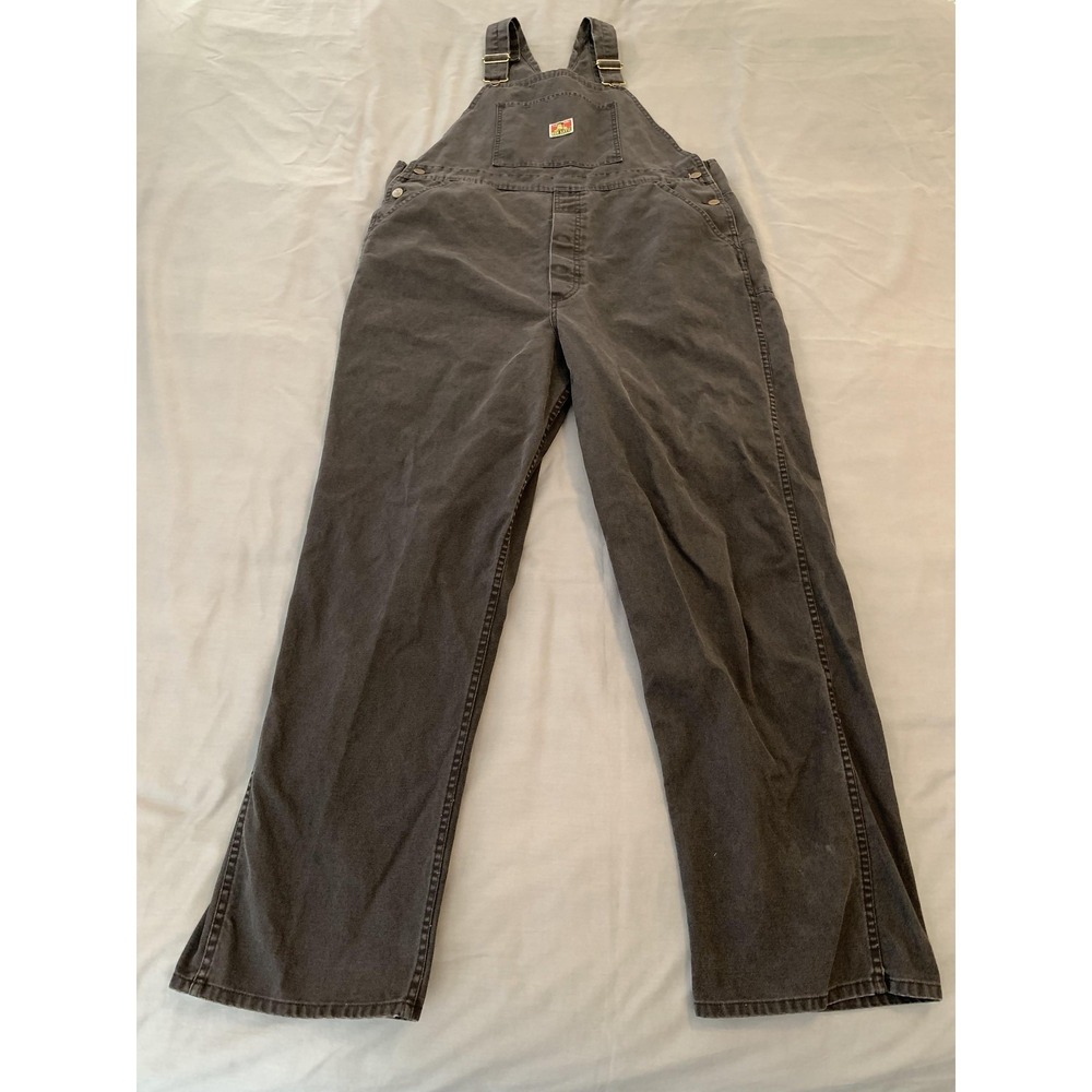 Ben Davis Bib Overalls Mens Large Gray Twill Workwear Utility Carpenter USA